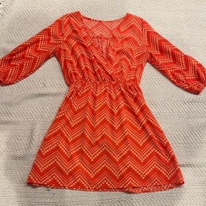 Source Unknown Red Chevron Dress